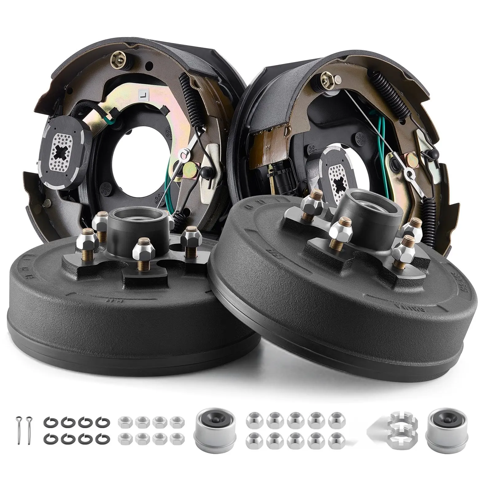 Electric Trailer Brake Kit For 3500 Lbs Axle, 10-Inch By 2-1/4-Inch Electric Brakes, Replacement Assembly With Mounting Hardware And Wiring Harness, Suitable For Single-Axle Trailers