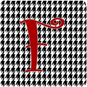 212 MAIN Tableware Insulated Foam Coasters - Set of 4, Monogrammed with Initial Letter F, Black Houndstooth Design, Fade-Proof, Heat-Resistant Home Accessory