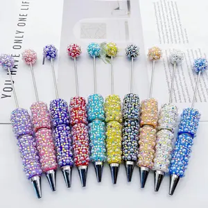 DIY 10 count Beadable Pens Full Fancy diy Pen for Beads Cute Journalling Pens for Women Fun Bling Ballpoint Pens Tween girls Gifts Trendy Stuff