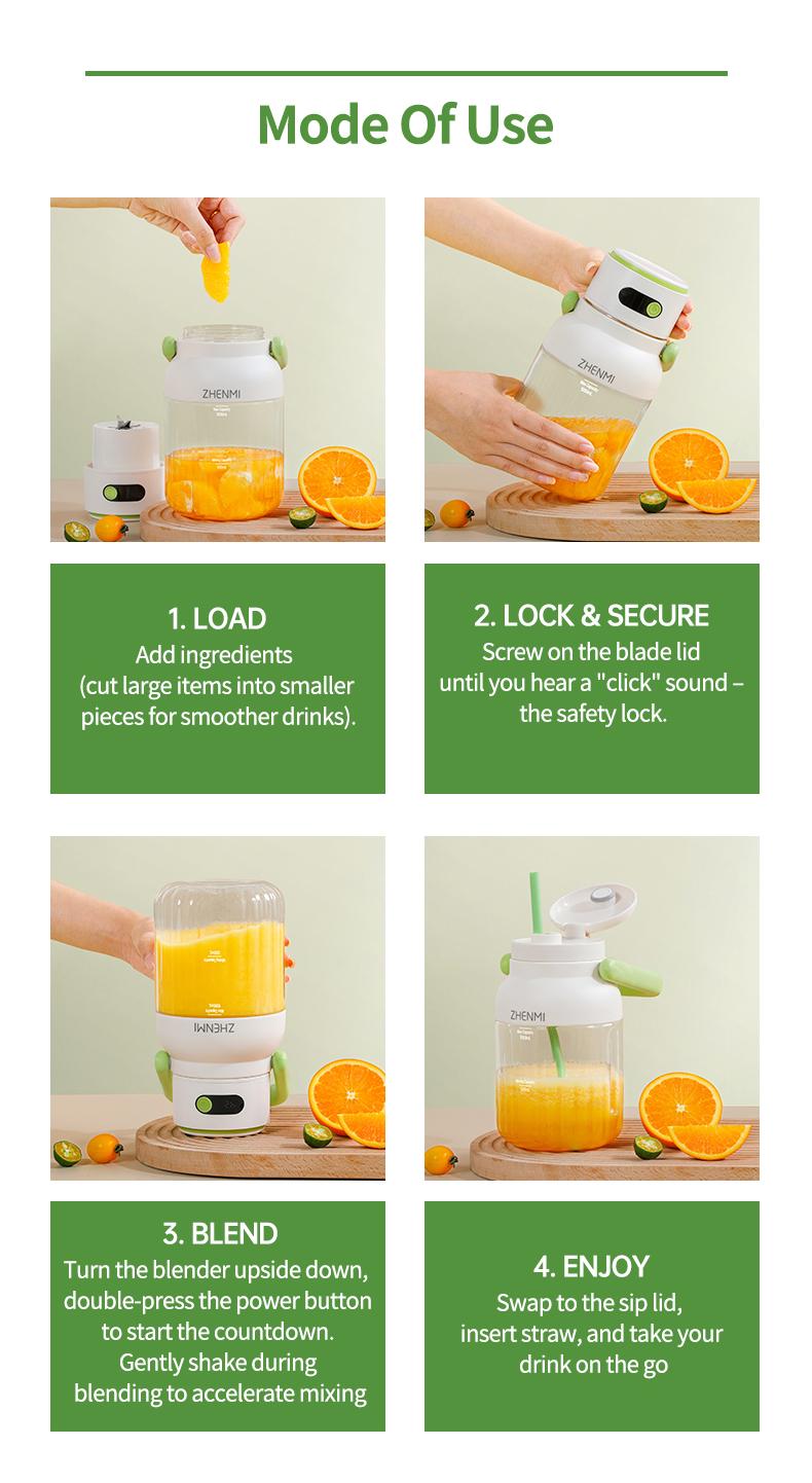 Holidays and Birthdays Blender for Shakes & Smoothies! ZHENMI BPA-Free Cordless Blender, 33oz, Ice Crushing, USB Rechargeable, Make Party Shakes,  Morning Smoothies & Healthy Drinks summervibes