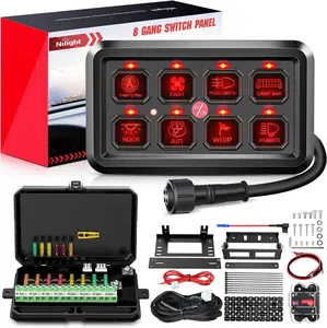 Nilight 8 Gang Switch Panel System Circuit Control Relay Fuse Wiring Harness Automatic Dimmable ON Off LED Pod for 12V Cars Trucks Campers SUV