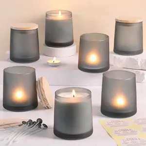 12 Pack Frosted Grey Candle Jars for Making Candles- 9 OZ Empty Glass Candle Making Jars with Making Kits, Candle Making Supplies Candle Containers for  DIY & GIFS