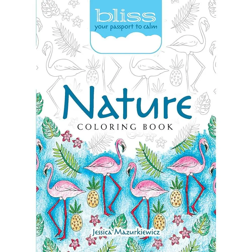 BLISS Adult Coloring Book - Dover Publication, 46 Pages, Nature Themes, Creative Patterns, Playful Designs, Travel-Friendly, Enjoyed Anywhere Anytime, Calm-Inducing Activity Book