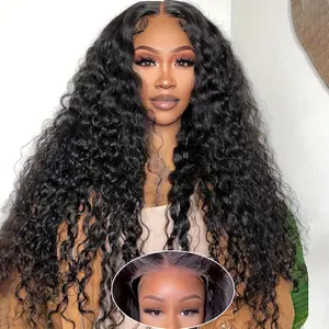 Glueless 5x5 Wig Deep Wave Human Hair Wig 5x5 Transparent Lace Frontal Wigs Glueless Wigs Wear And Go Pre Plucked