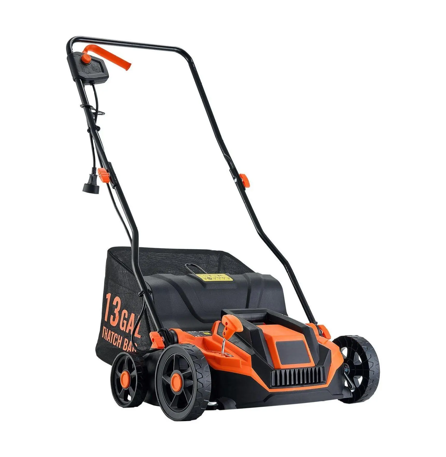 Electric Dethatcher Scarifier, 13-Inch 13 Amp Corded Lawn Dethatcher with Bag, 5-Depth Settings, Walk Behind Yard Machine for Grass & Garden 13 inch