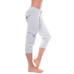 Short Sleeve Button Multi-Pocket Four-Pocket Yoga Capri Pants Casual