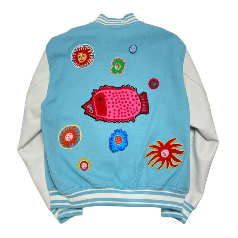 Louis Vuitton LV x YK Embroidered Faces Varsity Jacket Blue