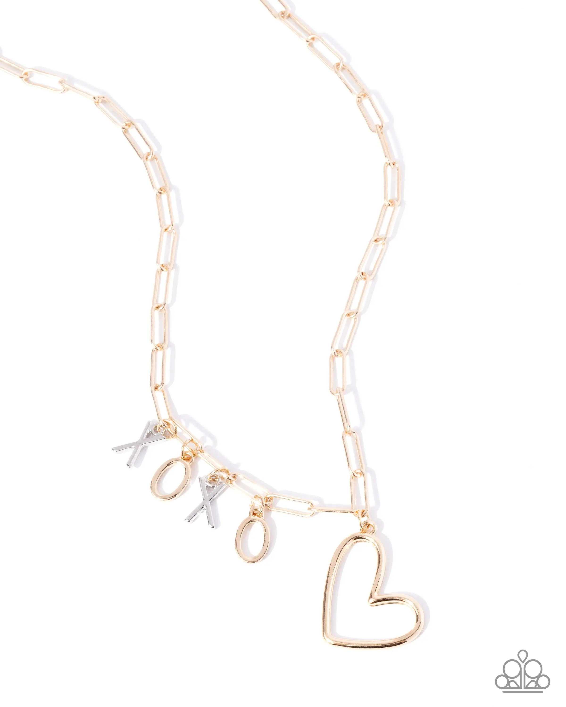 Courting Chains - Multi Silver and Gold XO Heart Short Necklace - Paparazzi