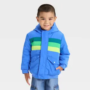 Toddler Boys' Colorblock Striped Heavyweight Puffer Jacket - Cat & Jack