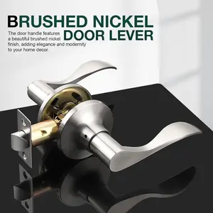 Keyless Entry Lever Door Handle for Office or Front Door with Satin Nickel Finish, Entry Lever Classic Series