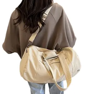 Women's New Solid Color Single-Shoulder Sling Backpack - Nylon Outer, Large Capacity, Round Cylinder Design, Zipper Closure, Polyester Lining, Outdoor Gym Bag, Hand Wash or Professional Dry Clean Compatible