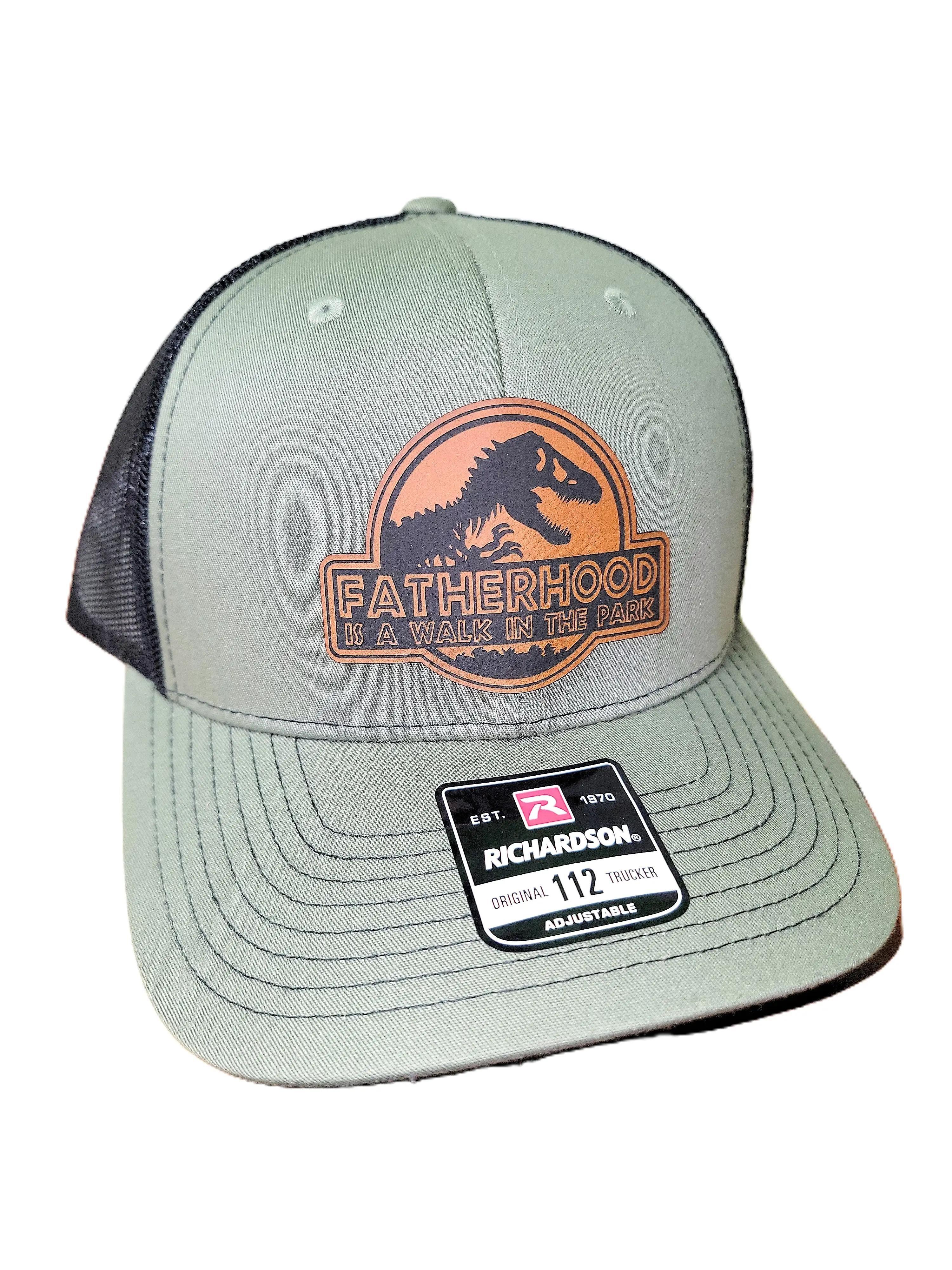Fatherhood Is A Walk In The Park Premium Hat - Richardson 112 Trucker Hats Leather Patch Hat - Men's Accessories - Father's Day Gift - Men's Gift - Gift For Dad