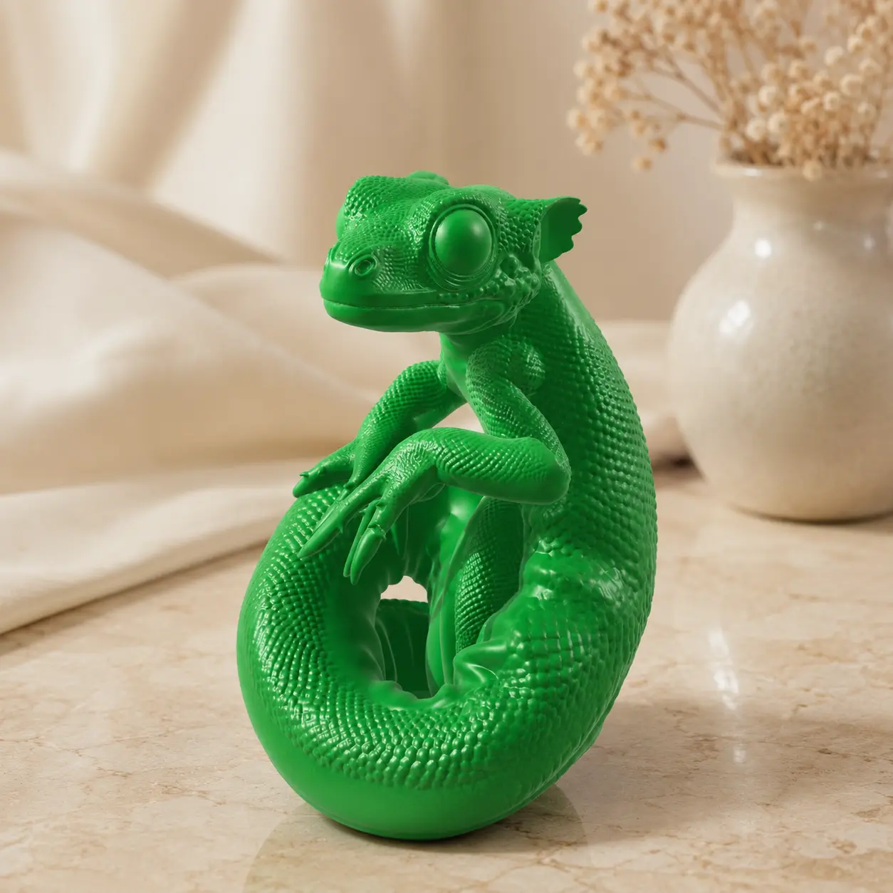 Small Size Plastic 3D-Printed Light-Up Coiled Baby Dragon Figurine with Tail, Decorative Figurines & Miniatures, Custom Table Guardian, Desk Decor, Home Decor Gift, Game Supplies & Accessories, None