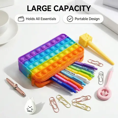 New Rarler 23-in-1 Decompressing Fidget Set - Multicolor Pen, 19 Sensory Tools, 1 Gradient Decompression Bag, 6 Pen Holders, Clips, Office Stationery Supplies, Creative Gift for Home Office School Business Users