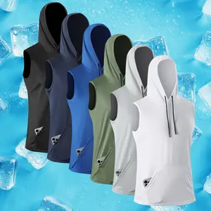 6pcs Summer Solid Color Men'S Hooded Sweatshirts with Pockets,  Adjustable Drawstring Fitness Outfit, Lightweight Breathable