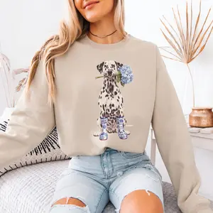 Floral Dalmatian T-Shirt / Sweatshirt / Hoodie , Dalmatian Teacher Crewneck Unisex Cotton Fabric Flower Dog Gift