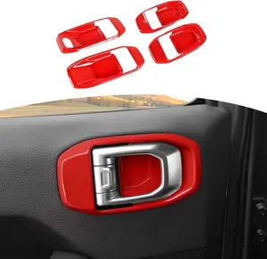 RT-TC for Wrangler JL Inner Door Handle Bowl Cover Decor Trim for Jeep Wrangler JL JLU Gladiator JT 2018 Up Red Interior Accessories 4pcs