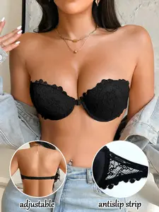 Must-Have Strapless Lace Bra, Adjustable Back & Anti-Slip Design, Perfect for Party & Everyday Wear, Comfortable and Stylish, Medium