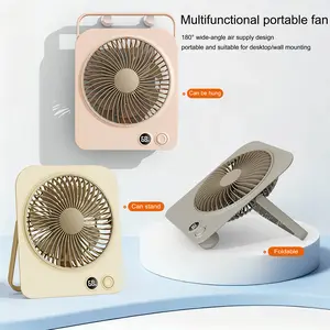 YOSOX 1800mAh Portable Travel Fan 8 inches, three colors, 4-speed fan adjustment, up to 8 hours run time, ultra-thin and silent rechargeable battery-powered electric fan with digital display, suitable for camping, office, bedroom, cruise necessities
