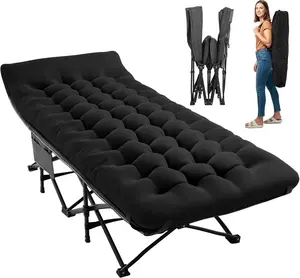 Camping Cot for Sleeping 28" Extra Wide, Heavy-Duty 1200D Oxford Foliding Cots for Adults Portable with Mattress, Carry Bag for Guest, Travel, Hiking, Black