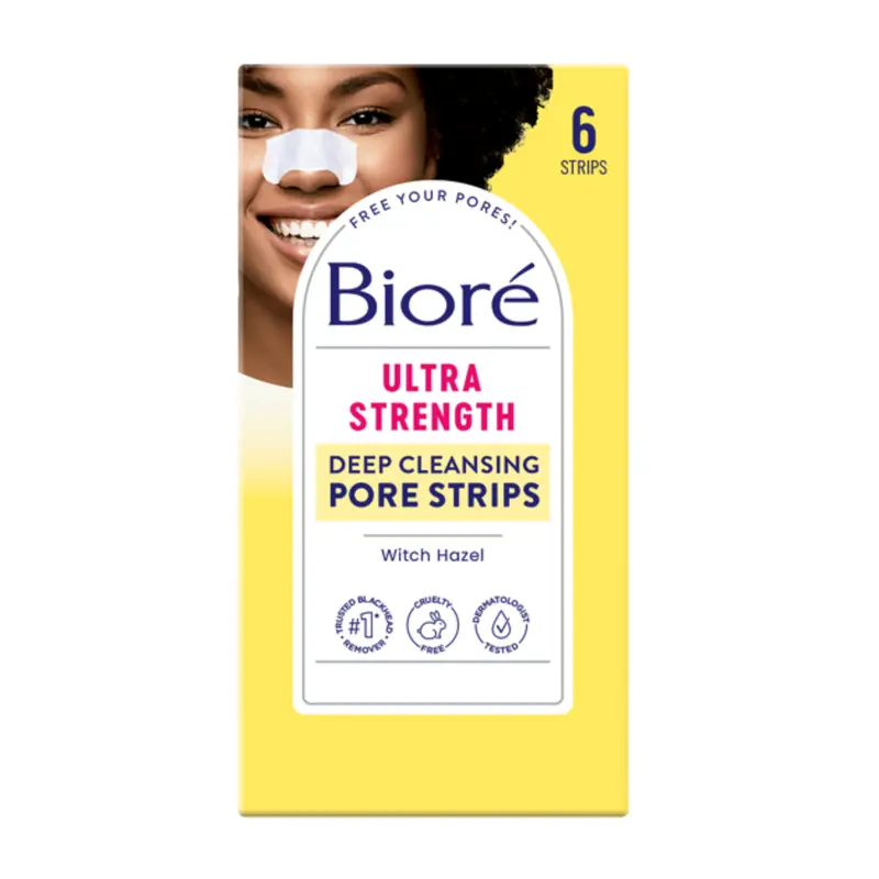 Biore Skincare Ultra Strength Deep Cleansing Pore Strips, Instsantly Unclog Pores, 6-Count