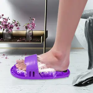 Silicone Shower Foot Scrubber Personal Foot Massage and Cleaning with Soft Silicone Bristles and Non-Slip Suction Cups, Foot Scrubbers for Use in Shower Men and Women (1PCS Purple)