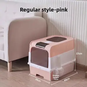 Extra Large Enclosed Cat Litter Box with Drawer - Hidden Odor-Control Cat Toilet Furniture, Modern Easy-Clean Space-Saving Design for Indoor Cats
