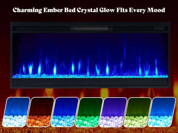 AMERLIFE 70“ Fireplace TV Stand for 80 Inch TV,Farmhouse TV Stand with 42" Fireplace & LED Lights,Entertainment Center with Storage/Christmas Gift