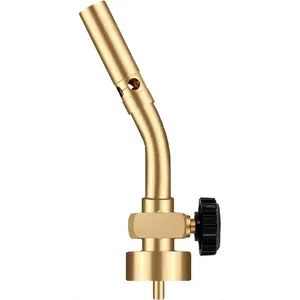 Propane Torch Head, Manual Start Solid Brass Brazing Torch Fuel by Propane CGA600 Cylinder, Blow Torch for Soldering, Brazing, Welding, Thawing and Cooking