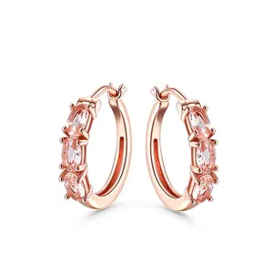 Jeulia Oval Cut Synthetic Morganite Sterling Silver Earrings