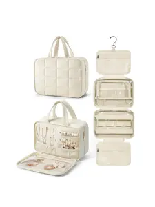 Large Capacity Multi-Functional Women's Makeup Bag and Jewelry Organizer, Convenient Quilted Travel Storage Pouch for Cosmetics and Accessories, Travel Toiletry Bag, Travel Cosmetic Bags, Travel Essentials