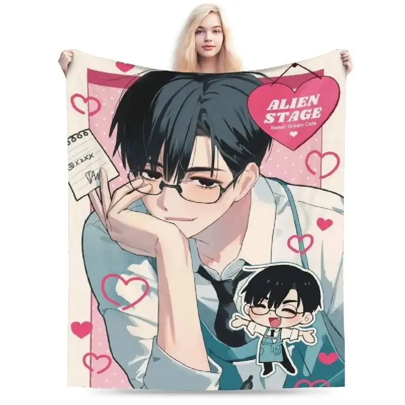 Alien Stage Ivan Flannel Blanket, Anime Character Print Throw, Soft Cozy All-Season Flannel Blanket，Soft Fluffy Cozy Fleece Blanket, Oversized Sofa Bed Gift for Fans