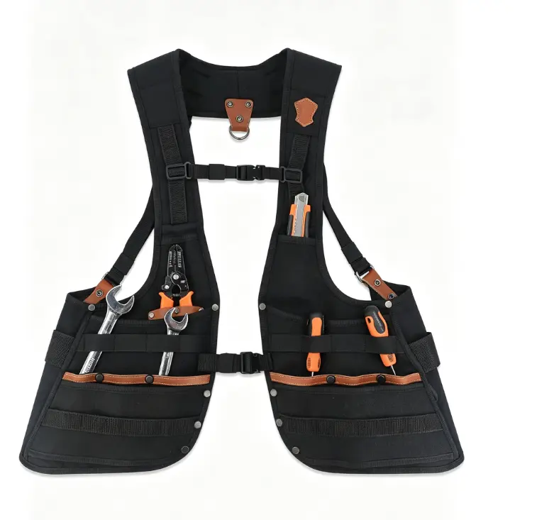 WELKINLAND Top-G Construction Leather tool vest, Carpenter's tool vest, Tools vest electrician, Tools vest for men with pockets