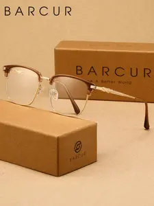 BARCUR Minimally artistic style anti blue light glasses half frame computer lens material multifunctional High Quality Eyeglasses, Thanksgiving gift brand packaging