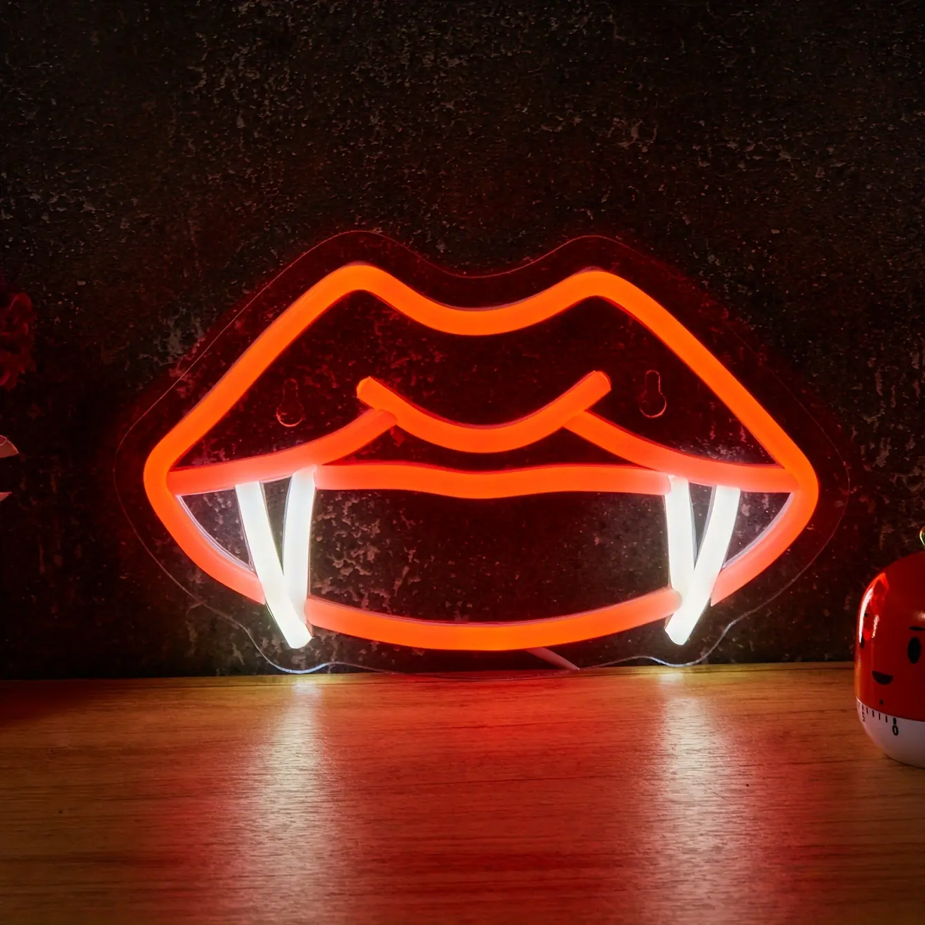 Halloween Man Cave LED Neon Light Backplate, Decorative Led Lights Indoor Decoration with Sharp Teeth Line Switch, Powered by 5v USB, Perfect for Halloween Decor