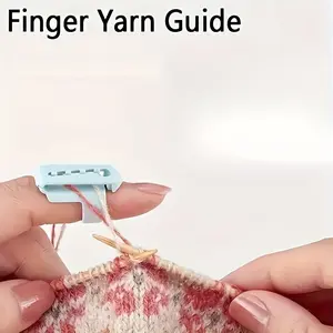 Knitting finger-tip yarn guide, knitting needle holder tool, yarn guiding and separation tool, suitable for beginners as a knitting accessory for handicrafts.