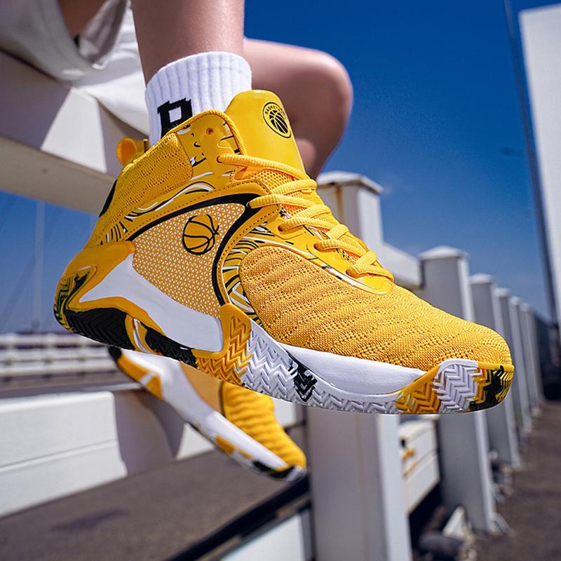 Men's High Top red design BasketballShoes- Stylish, breathable, durable men sports shoes suitable for leisure and outdoor activities.with non-slip.wear- resistant design. mesh upper and fabric lining. suitable for alIl seasons everyday use