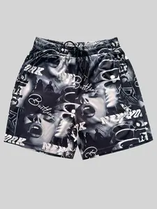 Men's Regular Fit Graphic Print Boxer Brief Swim Shorts, Casual Comfy Breathable Swim Shorts for Summer, Men's Swimwear for Beach Swimming, Swim Trunks