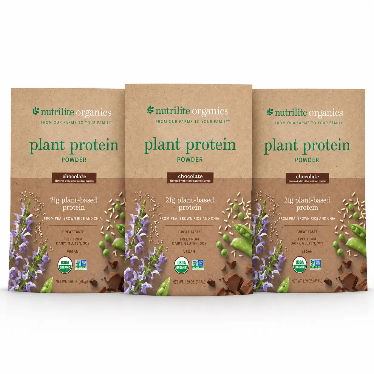 Amway Nutrilite Organics Protein Powder Sample Pack | 21g Protein 3 Sample Packets Daily Nutrition Nutrition Powder Powder Nutrition Protein Powder Sample Size