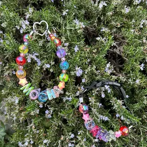 Beaded Dog Collar - Colorful Beaded Design with Adjustable or Heart Fastenings