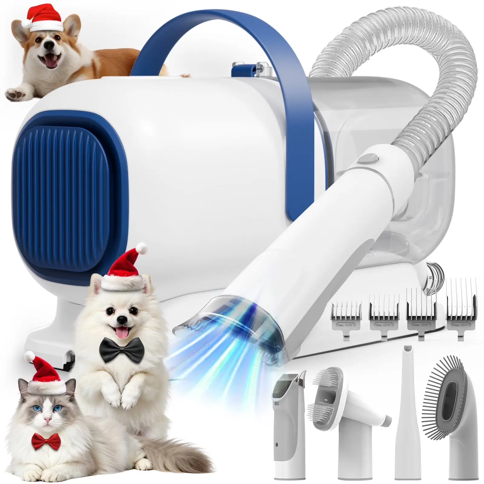 AIRROBO GP04 Dog Grooming Kit, 5 Grooming Tools, Pet Grooming Vacuum, Dog Clippers Kit, Low Noise