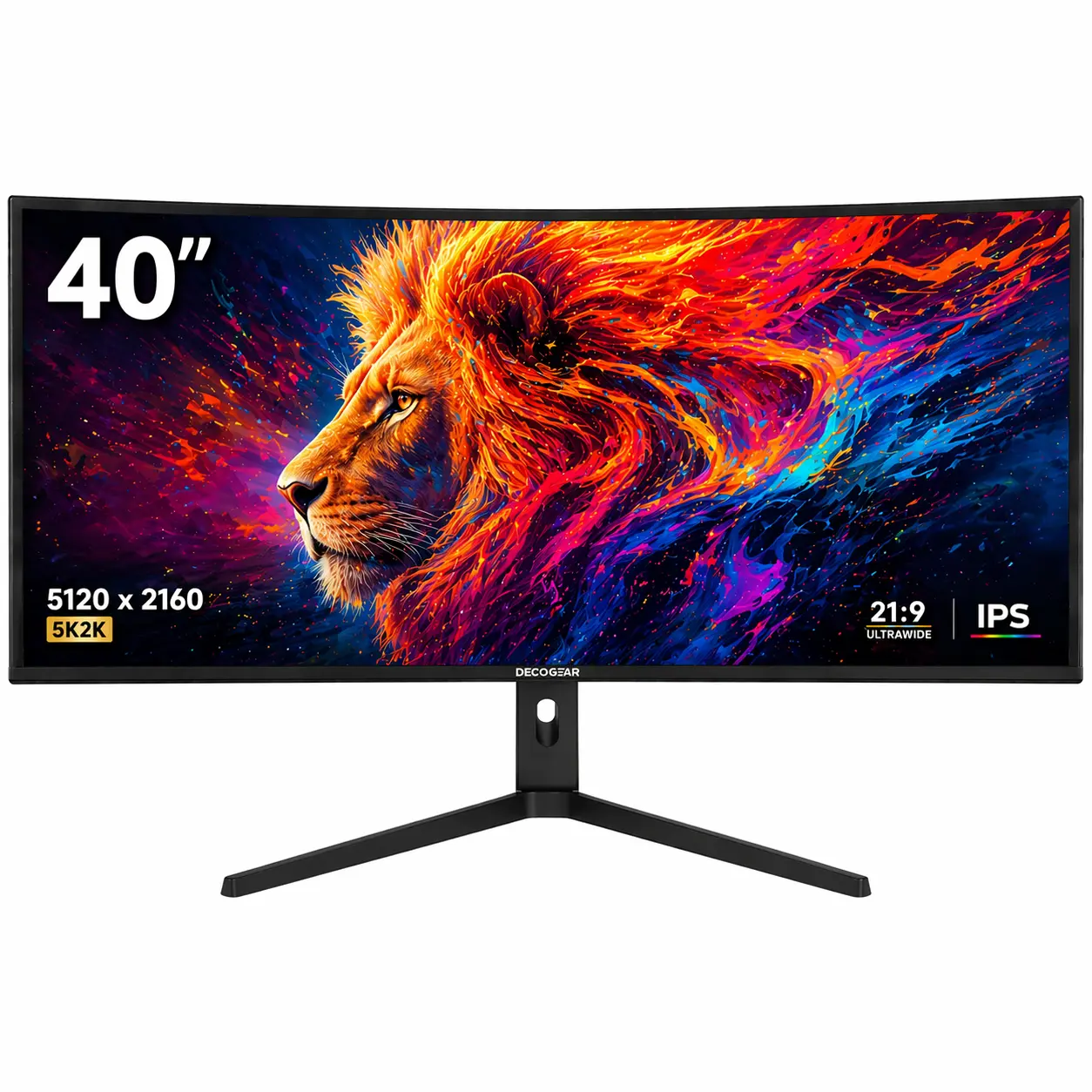 Deco Gear 40" Curved Ultrawide IPS Monitor, 5120×2160 5K2K, 21:9, 75Hz, 6ms, HDR, Adaptive Sync, USB-C, HDMI, DisplayPort, PIP/PBP, Ergonomic Stand