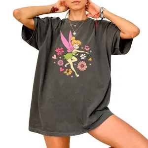 Comfort Colors Floral Tinkerbell T-Shirt, Fairy Magical Tinkerbell Graphic Cotton Shirt, Trip, Vacation, Best Gift For All