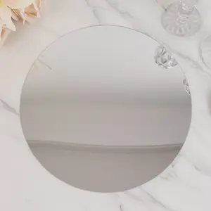 10-Pack Acrylic Mirror Tray 12" Round Silver Circle Candle Plate - Table Setting Centerpiece Bases