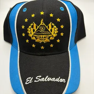 El Salvador Gorra Cachucha with National Emblem Design and Blue Accents
