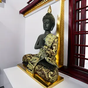1pc, Southeast Asian Buddha Statue Sculpture, Resin Zen Art Craft, Home Decor, Elegant Fashion Decorative Art Piece For Living Room, Entryway, Thai Style Buddha For Restaurant Decor Religious Ornaments