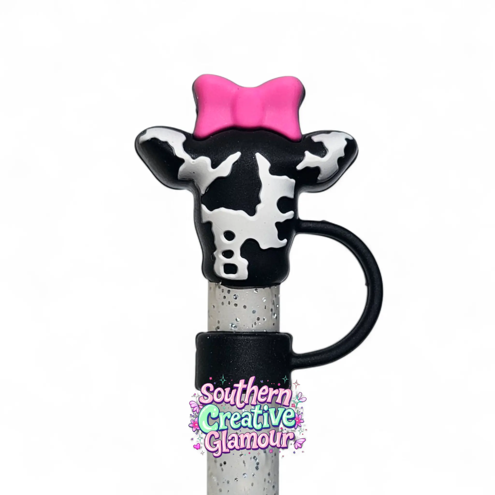 Girly Cow Silicone Straw Topper | Fits 10mm Straws