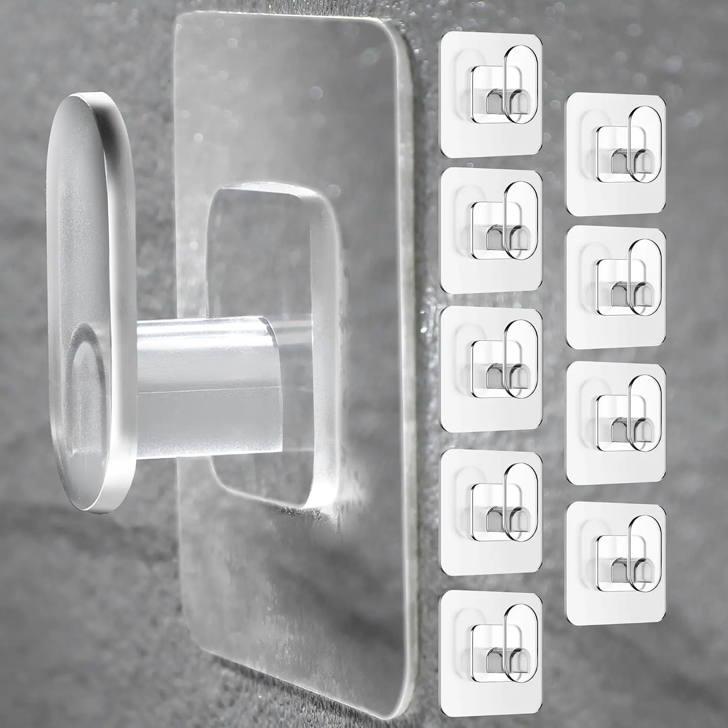 10 Pack Adhesive Towel Hooks - Heavy Duty Hooks for Hanging Clear Command No , Self Adhesive Sticky Hooks for Walls, Bathroom Kitchen Outdoor,