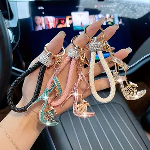 1 rhinestone-embellished high-heeled shoe keychain, for women only |   Shiny car keychain with lobster clasp, elegant bag charm accessory, creative birthday gift, fashionable accessory, trendy keychain, shiny rhinestones, stylish keychain earring