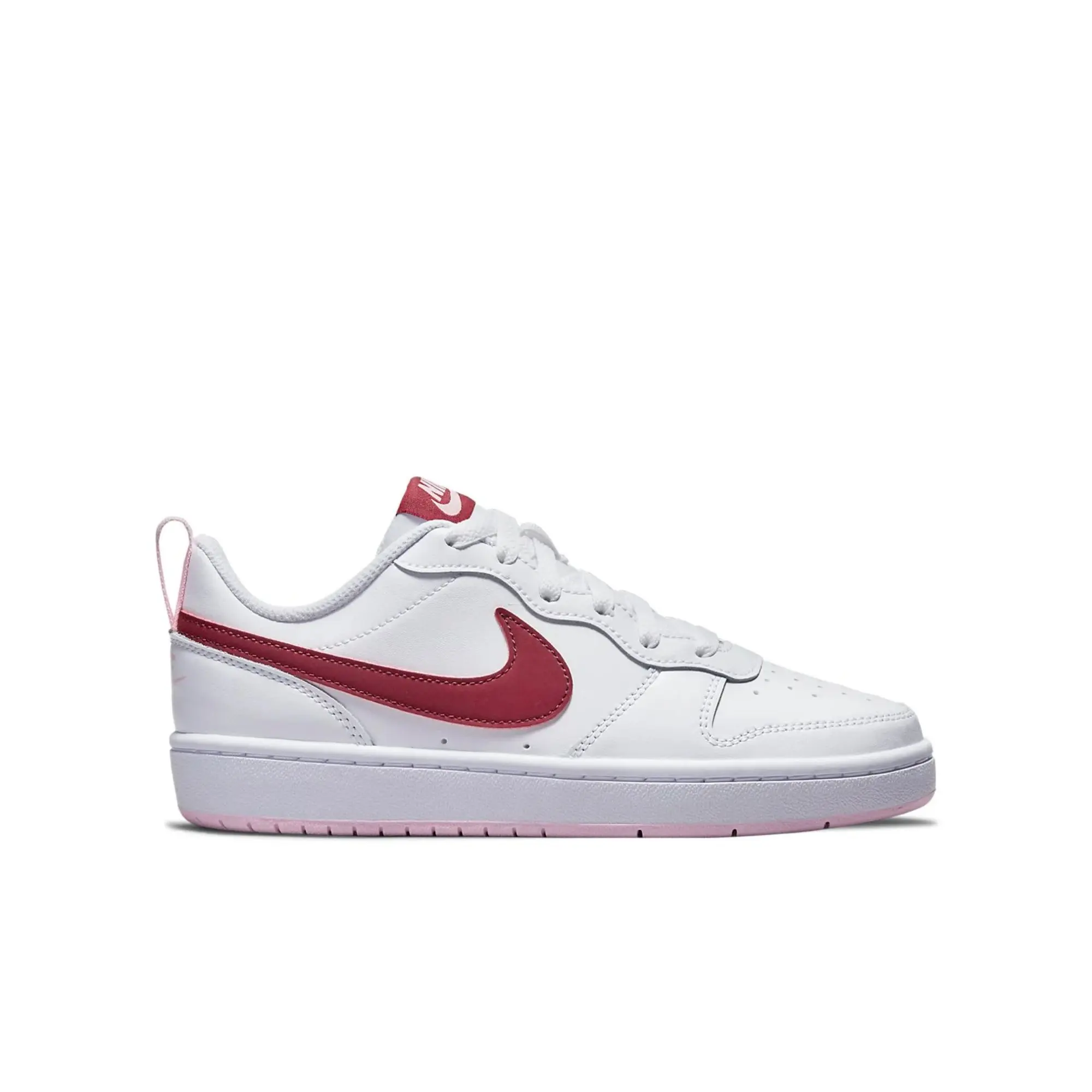 Nike Court Borough Low 2 GS Grade School Sneakers, Classic Court-Inspired Low Top Shoes, Durable Leather Upper with Perforated Details, Cushioned Midsole for Comfort, Rubber Cupsole for Traction and Durability, Everyday Lifestyle and Casual Wear Sneakers